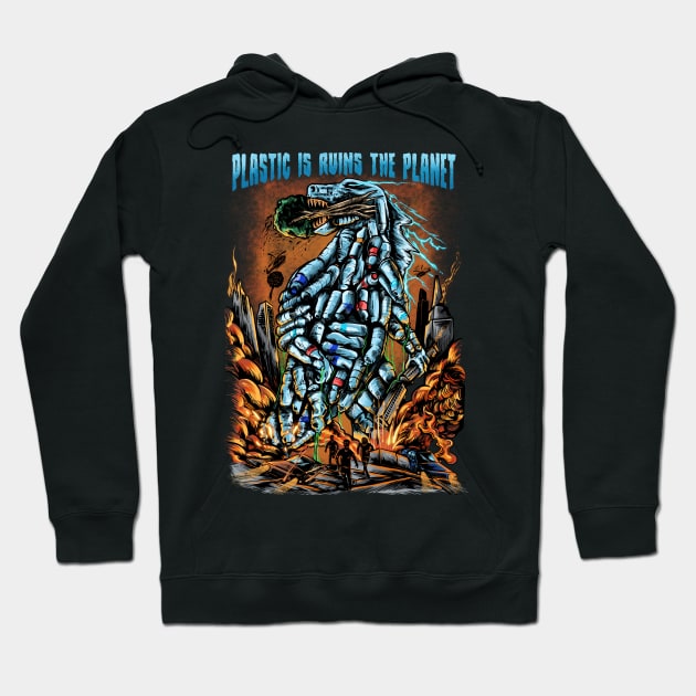 PLASTIC POLLUTION Hoodie by AWANG ART STUDIO